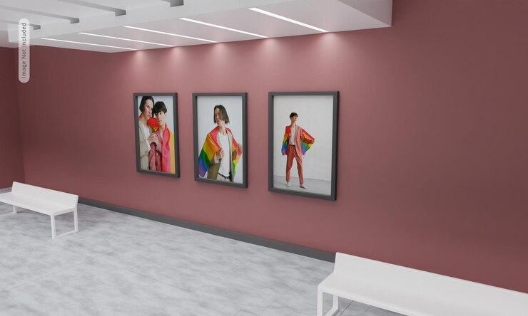 PSD indoor photo frame mockup