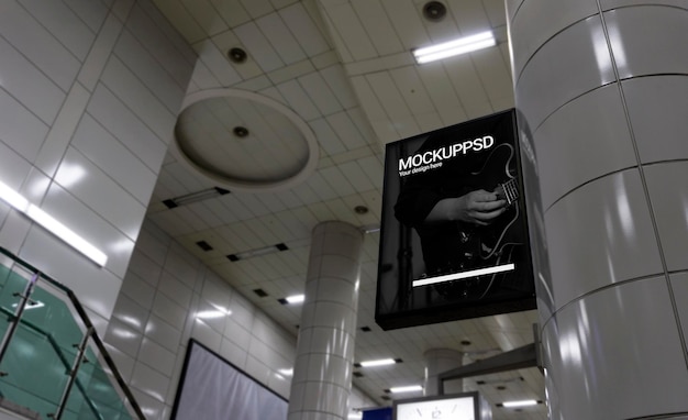 PSD indoor subway poster mock up picture