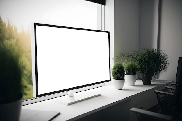 PSD indoor wide led screen mockup, horizontal led screen display mockup psd