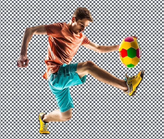 Indrukwekkend Paasei voetballersmodel geïsoleerd op een doorzichtige achtergrond