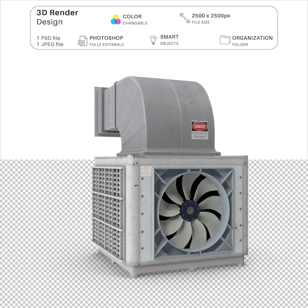 File psd di modellazione 3d del raffreddatore d'aria industriale