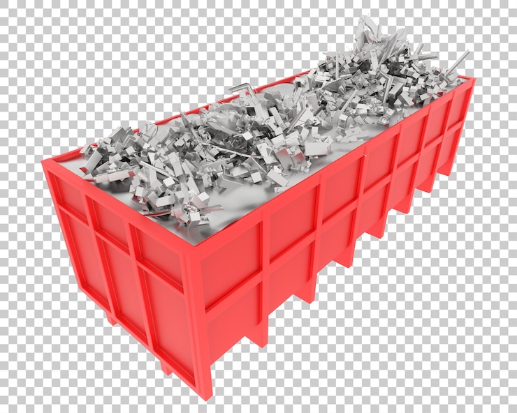 PSD industrial disposal container on transparent background 3d rendering illustration