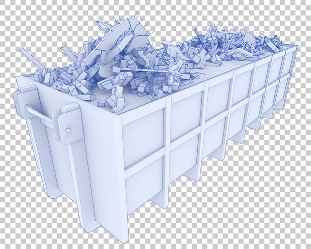 PSD contenitore per lo smaltimento industriale su sfondo trasparente 3d rendering illustrazione