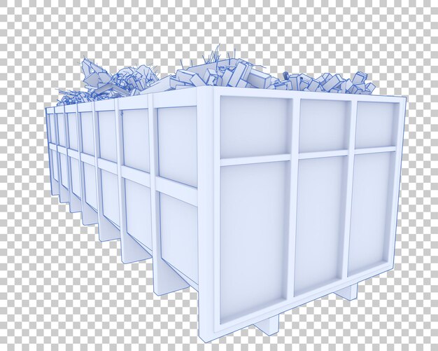 Industrial disposal container on transparent background 3d rendering illustration