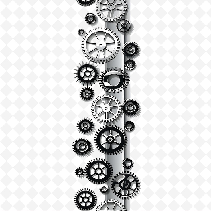 PSD industrial duct adorned with metallic gears and bolts in sle png natural inspired flat borderline