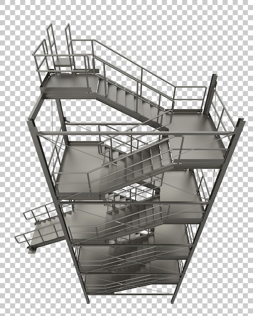 PSD 투명 한 배경 3d 렌더링 그림에 산업 외부 계단