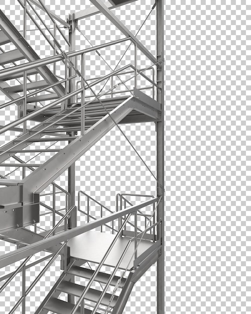 PSD industrial exterior staircase on transparent background 3d rendering illustration