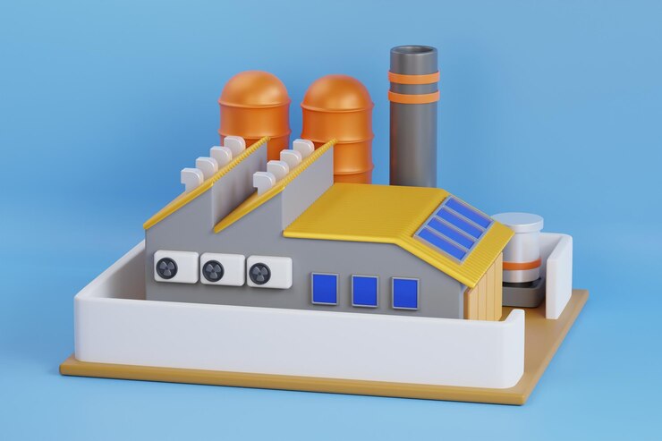 PSD industrial factory building representing factory buildings with industrial structures