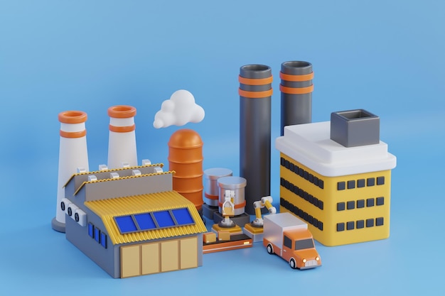 Industrial Factory Building representing factory buildings with industrial structures