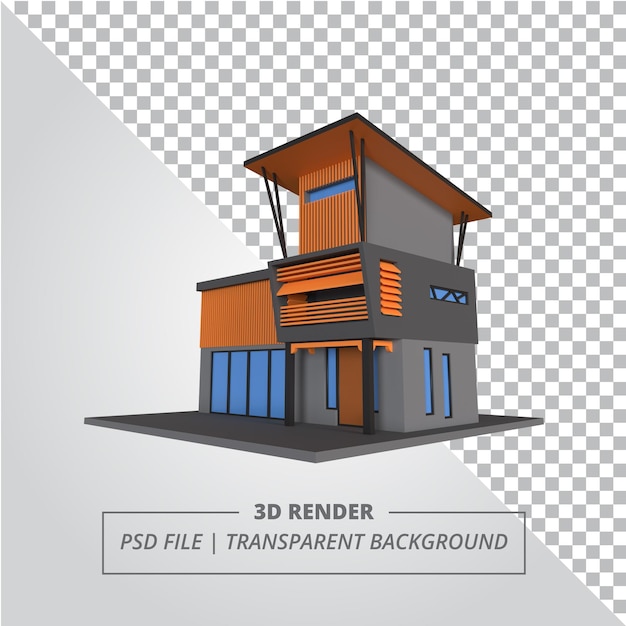 PSD industrial house 3d render isolated images