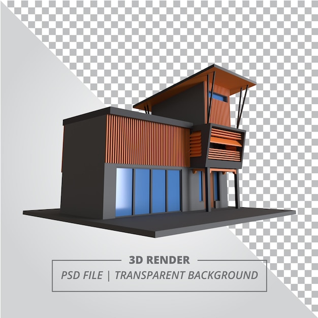 PSD industrial house 3d render isolated images