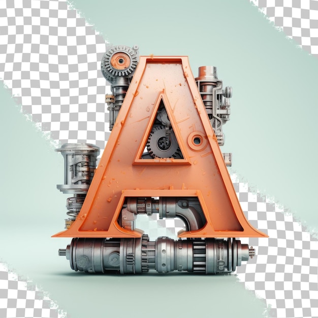 PSD an industrial metal letter a on a transparent background