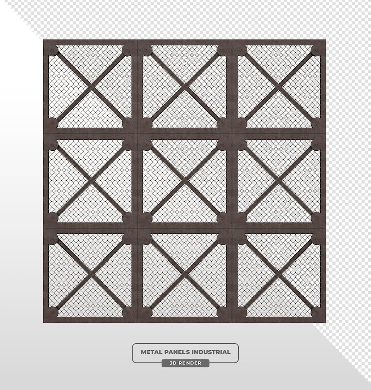 PSD industrial metal panel grid with square pattern
