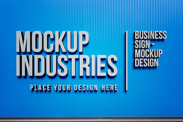 Industrial metallic business sign mock-up