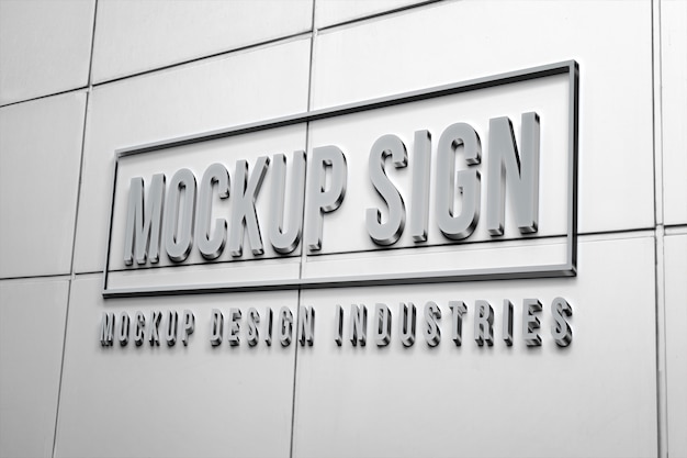 Industrial metallic business sign mock-up