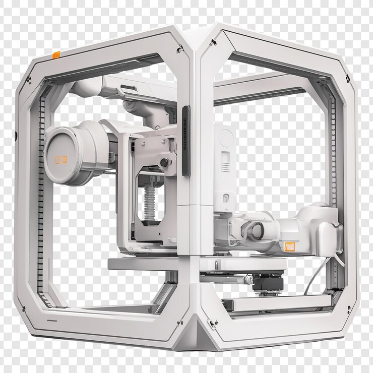 PSD industrial robotic arm in a glass enclosure