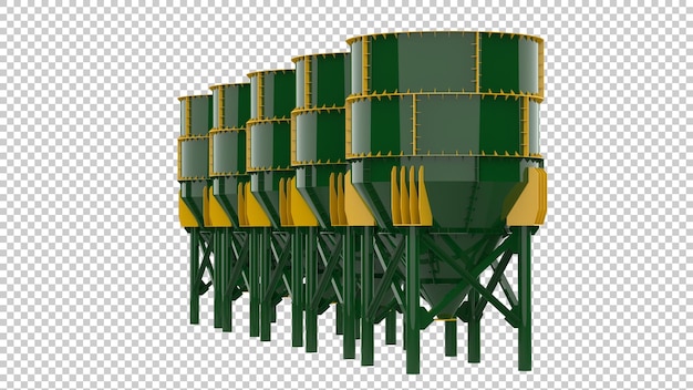 Industrial silos isolated on transparent background 3d rendering illustration