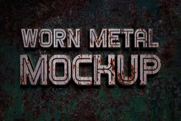 Industrial worn metal logo mockup