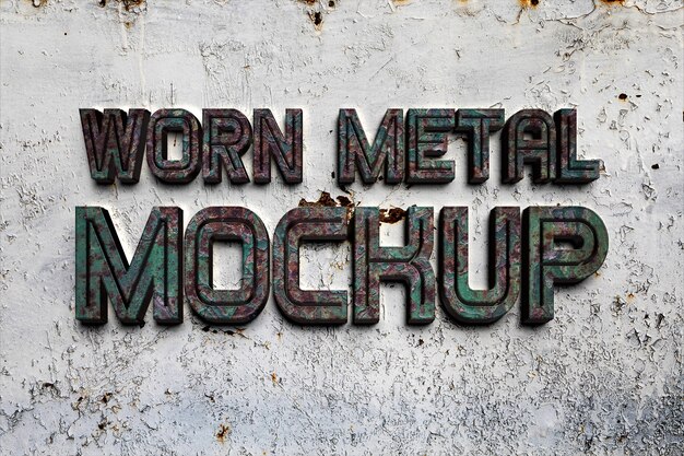 Industrial worn metal logo mockup