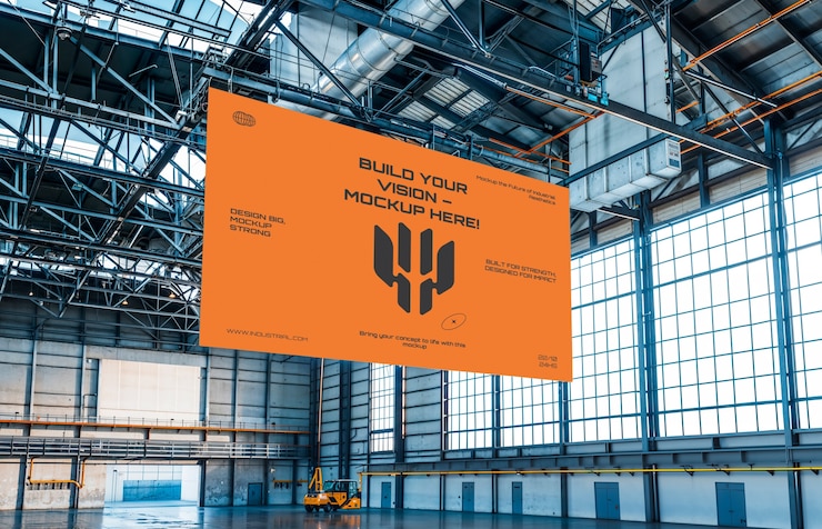 PSD industriële esthetische banner mockup
