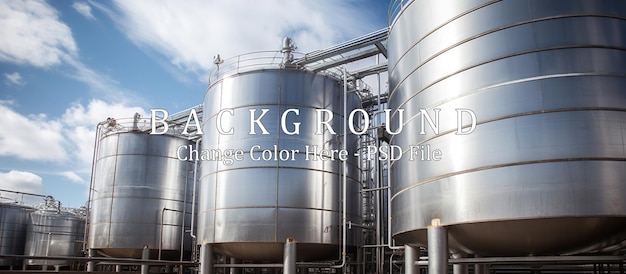 Industriële opslagtanks onder een blauwe lucht