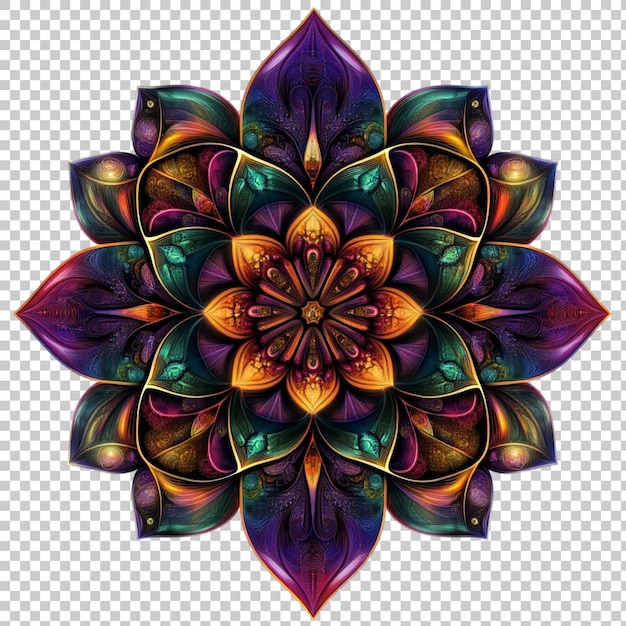 Indviklet farverigt blomstermandala-kunstdesign