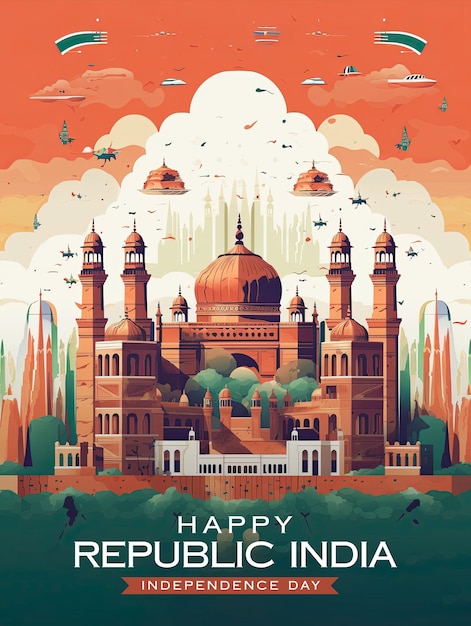 PSD indyjski plakat z życzeniami z okazji dnia niepodległości