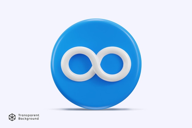 PSD infinity sign with circle button icon 3d rendering vector illustration