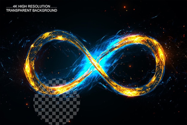 PSD infinity symbol with glowing effect glowing light effect on transparent background