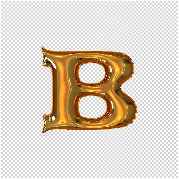 PSD inflatable golden letter 3d rendering clipping path