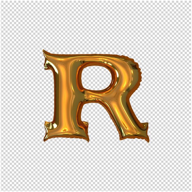 Inflatable golden letter 3d rendering