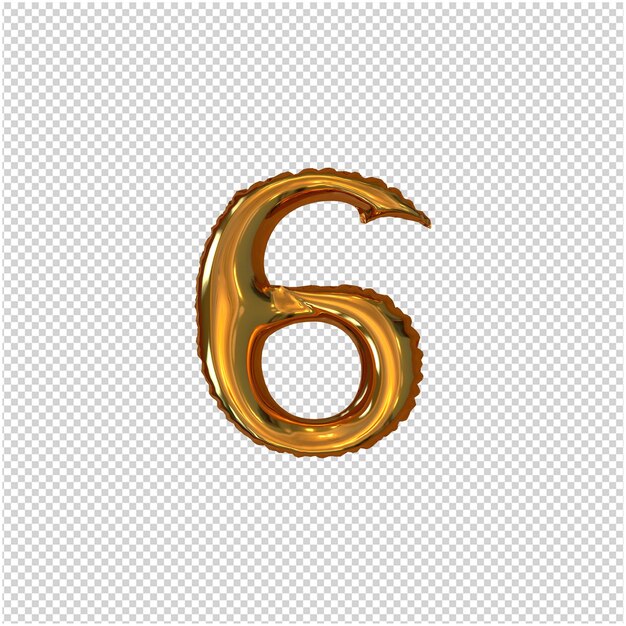 PSD rendering 3d numero d'oro gonfiabile