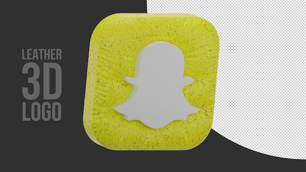 Inflated 3D Snapchat logo with realistic leather texture (right-down)