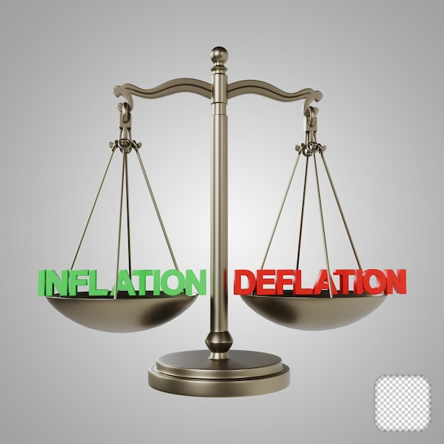 PSD inflation and deflation balance on the scale 3d illustration