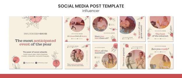 PSD influencer instagram post template with photo