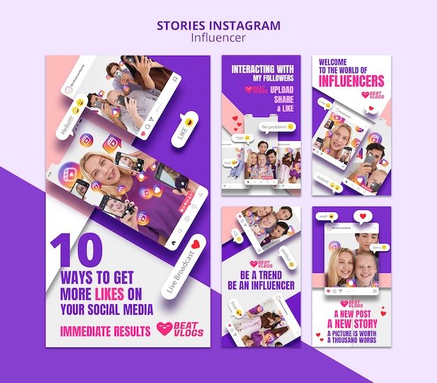 Progettazione di storie di instagram influencer