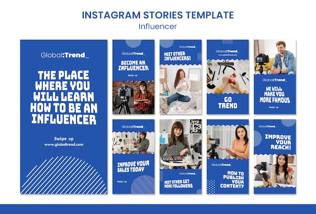 Modello di storie di instagram influencer