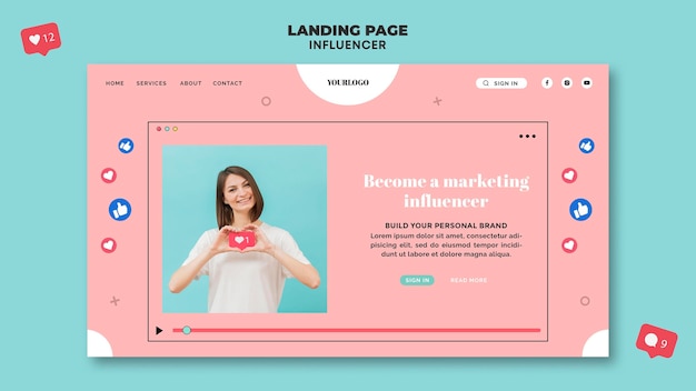 Influencer landing page template