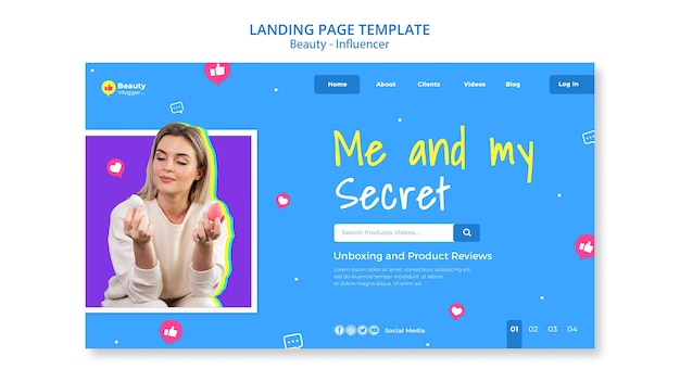 PSD influencer landing page template