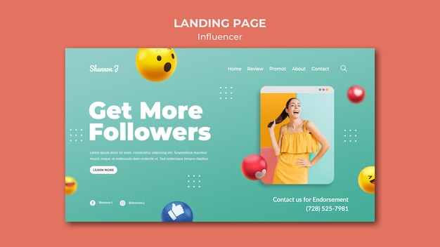 Influencer landing page template