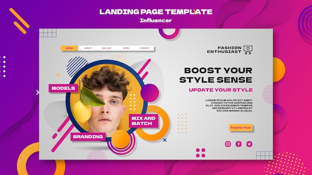 PSD influencer landing page template