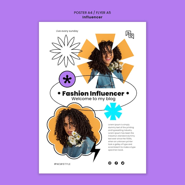 Influencer poster template with photo