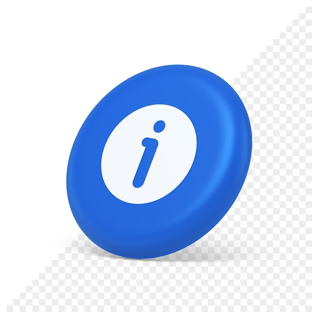 Info knop informatie karakter FAQ vraag antwoord help ondersteuning web app 3d isometrisch realistisch pictogram