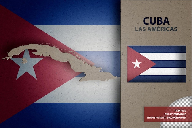 PSD infograficzna ilustracja mapy i flagi kuby