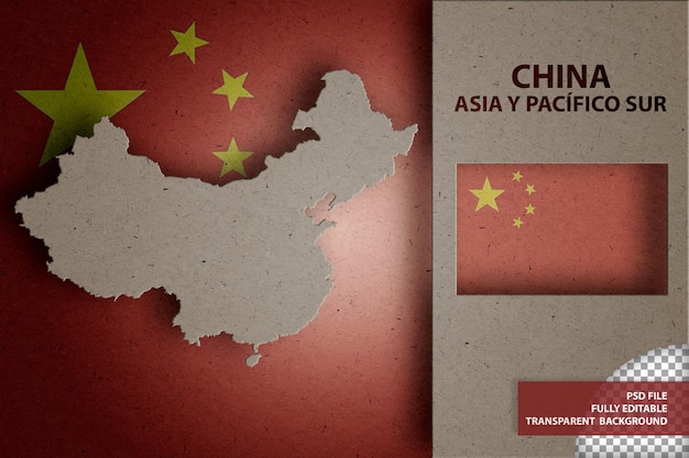 PSD infografiek met kaart en vlag van china