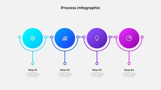 Infografiikka, jossa on neljä vaihetta esitysten datavisualisointia ja organisaation esittämistä varten