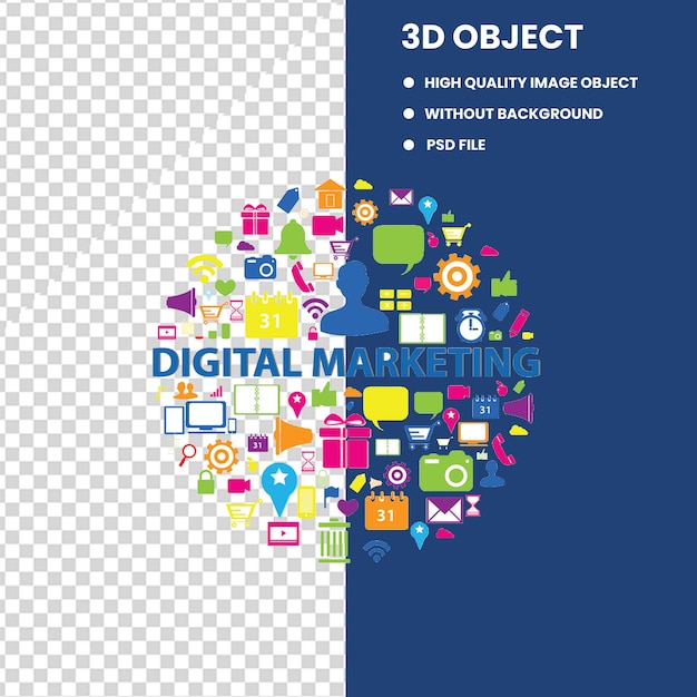 PSD infografika marketingu cyfrowego koncepcja marketingu mediów społecznościowych dla strategii zarządzania marketingiem