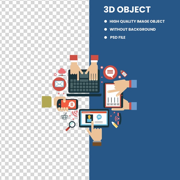 PSD infografika marketingu cyfrowego koncepcja marketingu mediów społecznościowych dla strategii zarządzania marketingiem