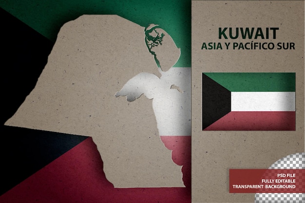 PSD infografika z mapą i flagą kuwejtu
