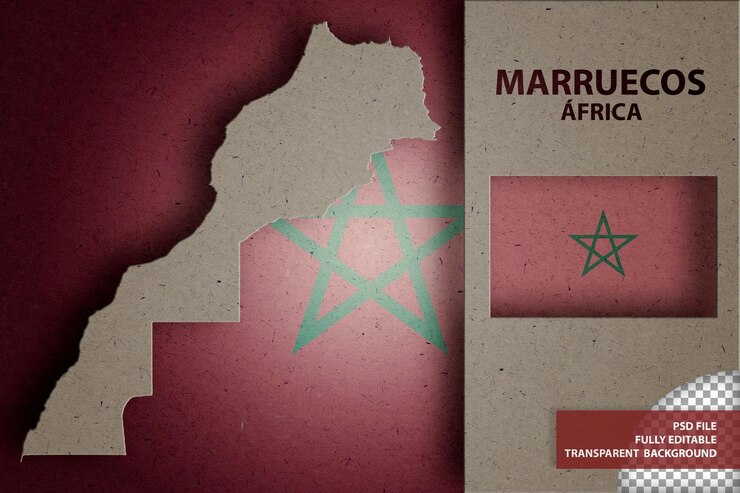 Infografika z mapą i flagą MARRUECOS